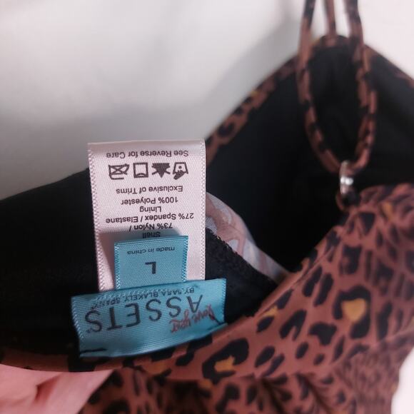 Assets by Spanx Brown Leopard Animal Print Twist Bandeau Tankini Top Large - Picture 7 of 7